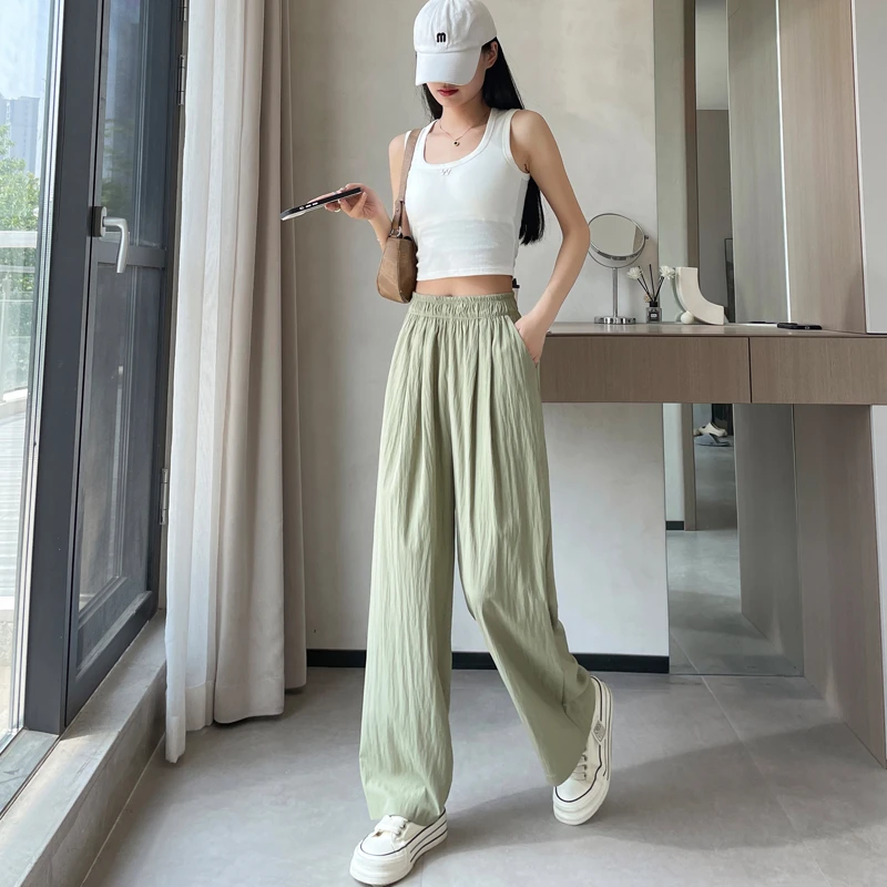 垂感直筒裤阔腿裤显瘦小个子高腰时尚休闲夏季百搭薄款宽松拖地裤