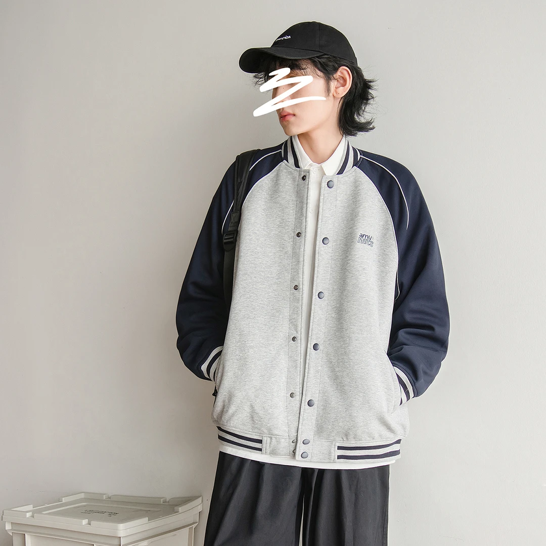 苏打汽水工作室春秋新款时尚潮字母刺绣立领夹克日系青春休闲外套