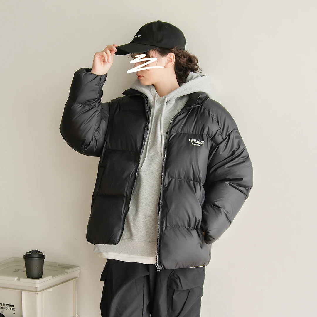 苏打汽水工作室冬季新款加厚保暖立领棉服男女款时尚印花棉衣外套