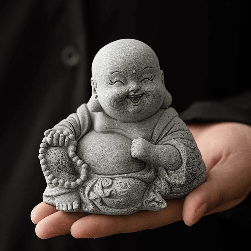 青砂石弥勒佛园艺微景观水陆缸茶宠摆件茶道鱼缸景观鱼缸摆件