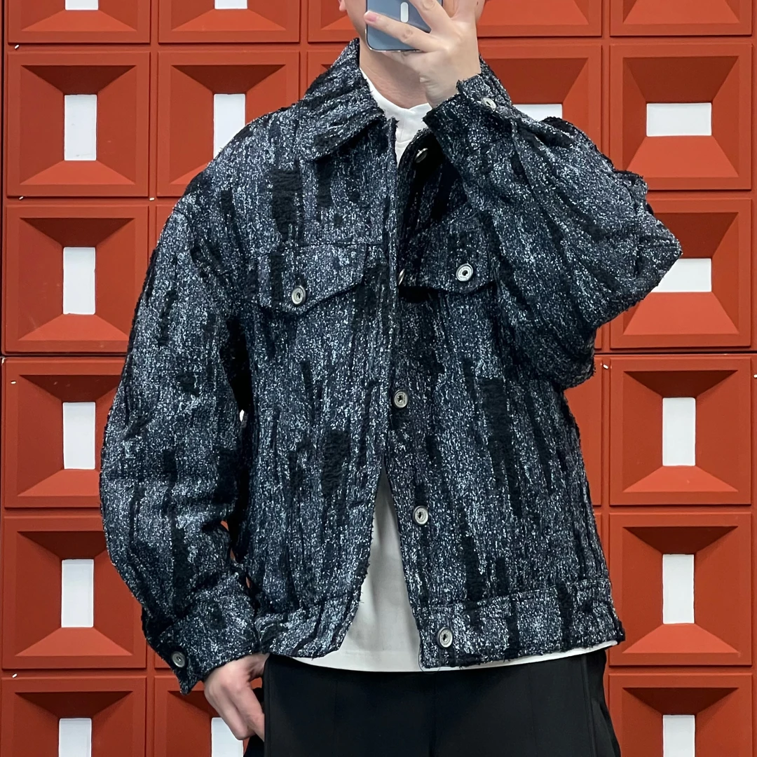 2024HKNB冬季新设计师翻领痞帅美式休闲复古潮流高街情侣牛仔羽绒