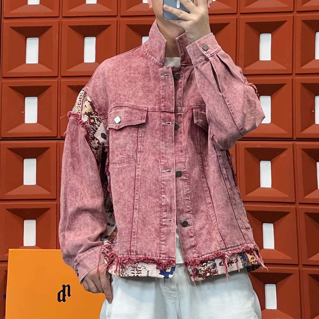 HK&NB x 高街潮流系 春秋季新痞帅美式水洗复古街头情侣牛仔夹克