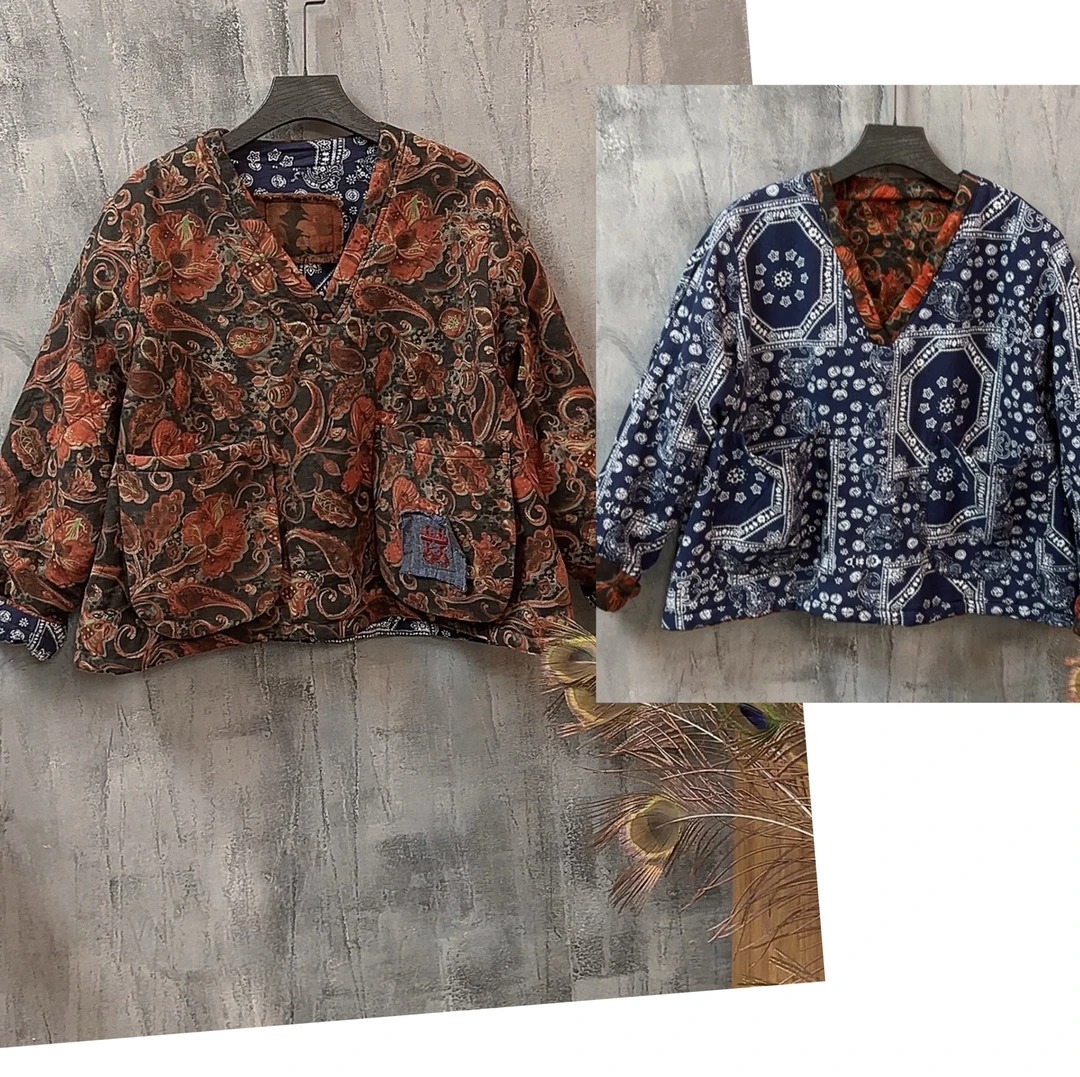 百搭两面穿V领显瘦加棉短款棉服