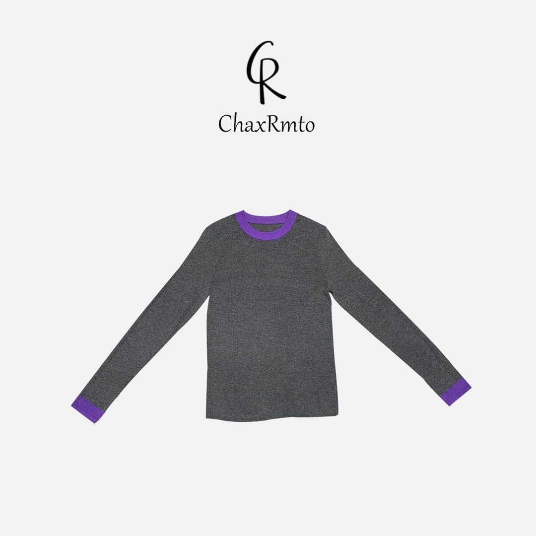 ChaxRmto 2025时尚圆长袖T恤气质内搭打底衫 斯斯SC1C2673