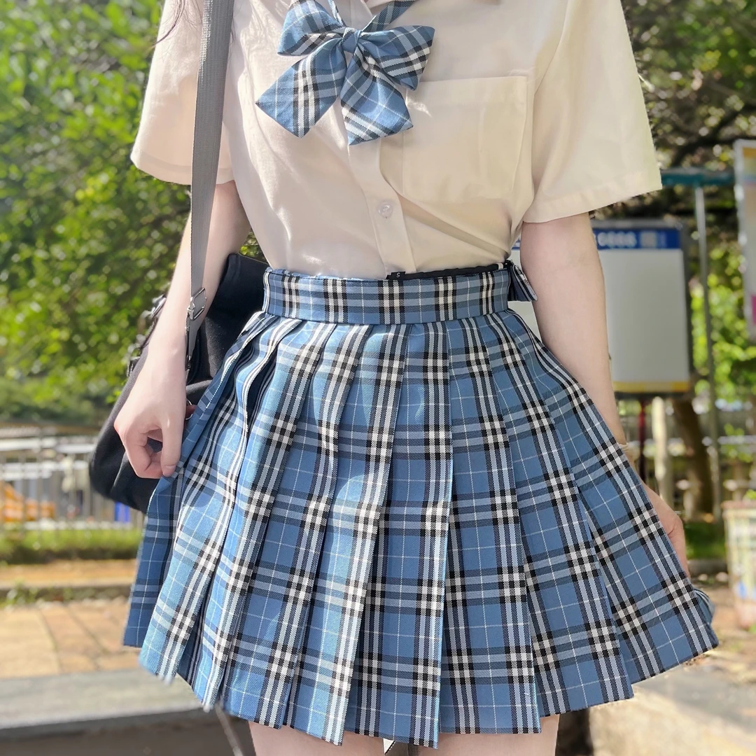 【蓝蓝】香草圆子正版JK制服格裙小蓝成品布同格日系学院风女短裙
