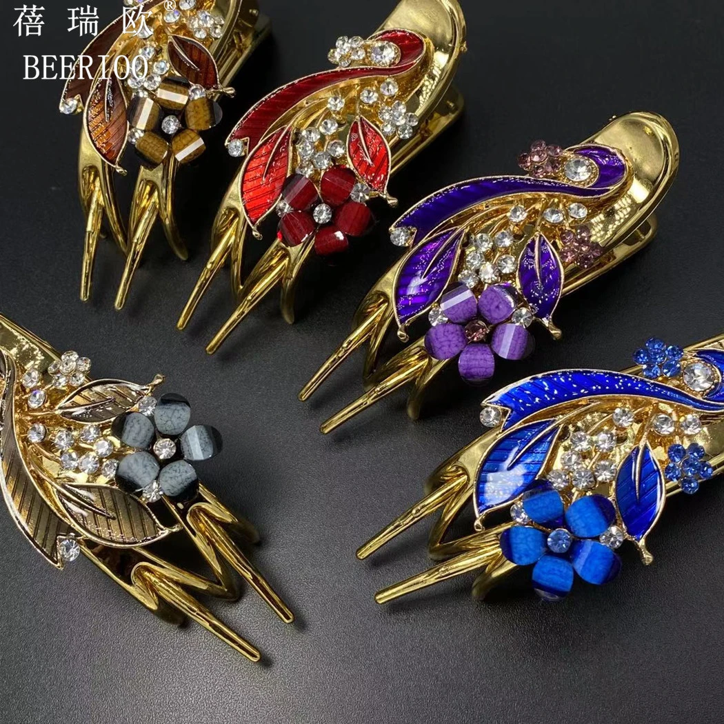 新款高光电镀小花合金鸭嘴夹