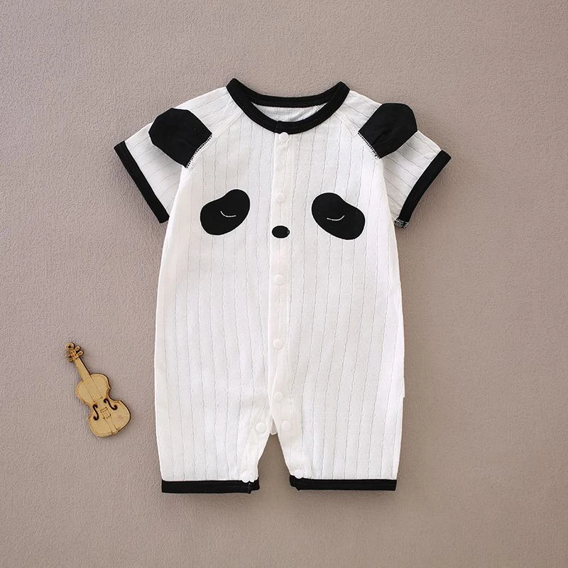 婴儿衣服连体衣夏季棉无骨哈衣爬服超萌短袖衣服男满月服女新半袖