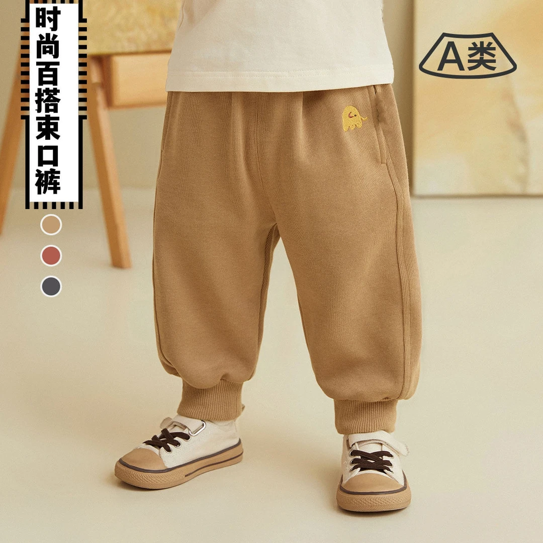 儿童休闲裤加绒加厚秋冬季保暖束脚裤子男女童宝宝宽松百搭长裤