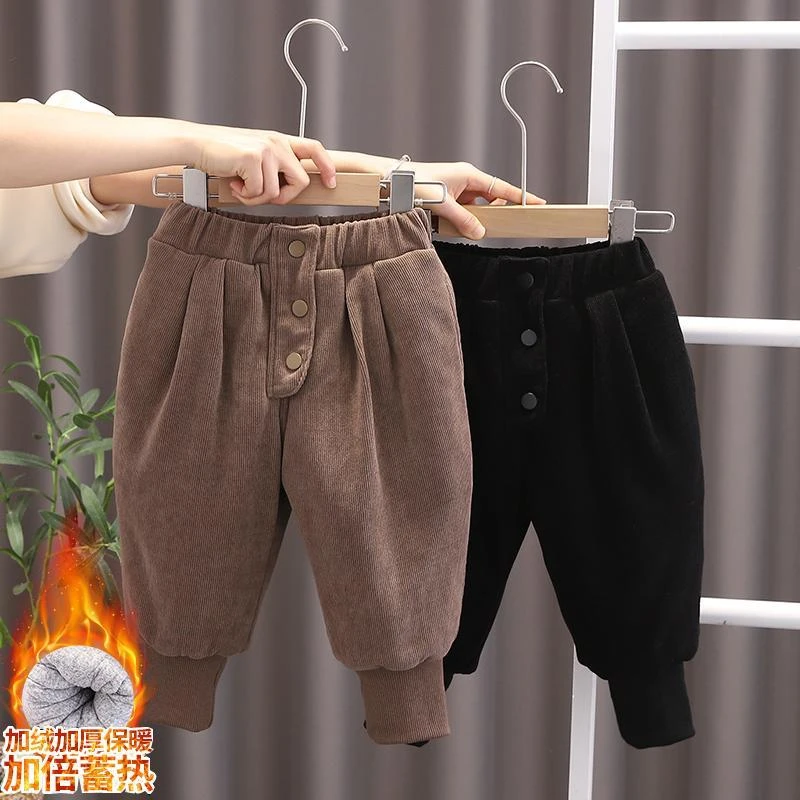 儿童宝宝冬季一条过冬棉裤男童时尚休闲裤小童夹棉三层加厚长裤潮