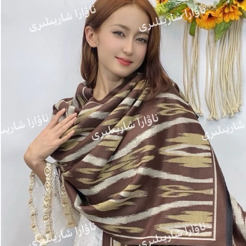 艾特莱斯仿羊绒370g 围巾بەك يارىشىملىق ئەتلەس شارپىلار