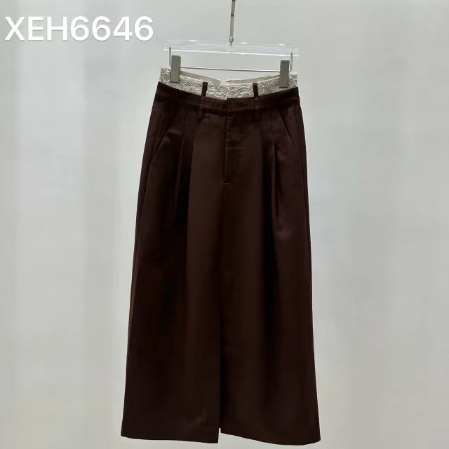 6646小众设计高腰阔腿裤显瘦百搭简约时尚气质裤子He