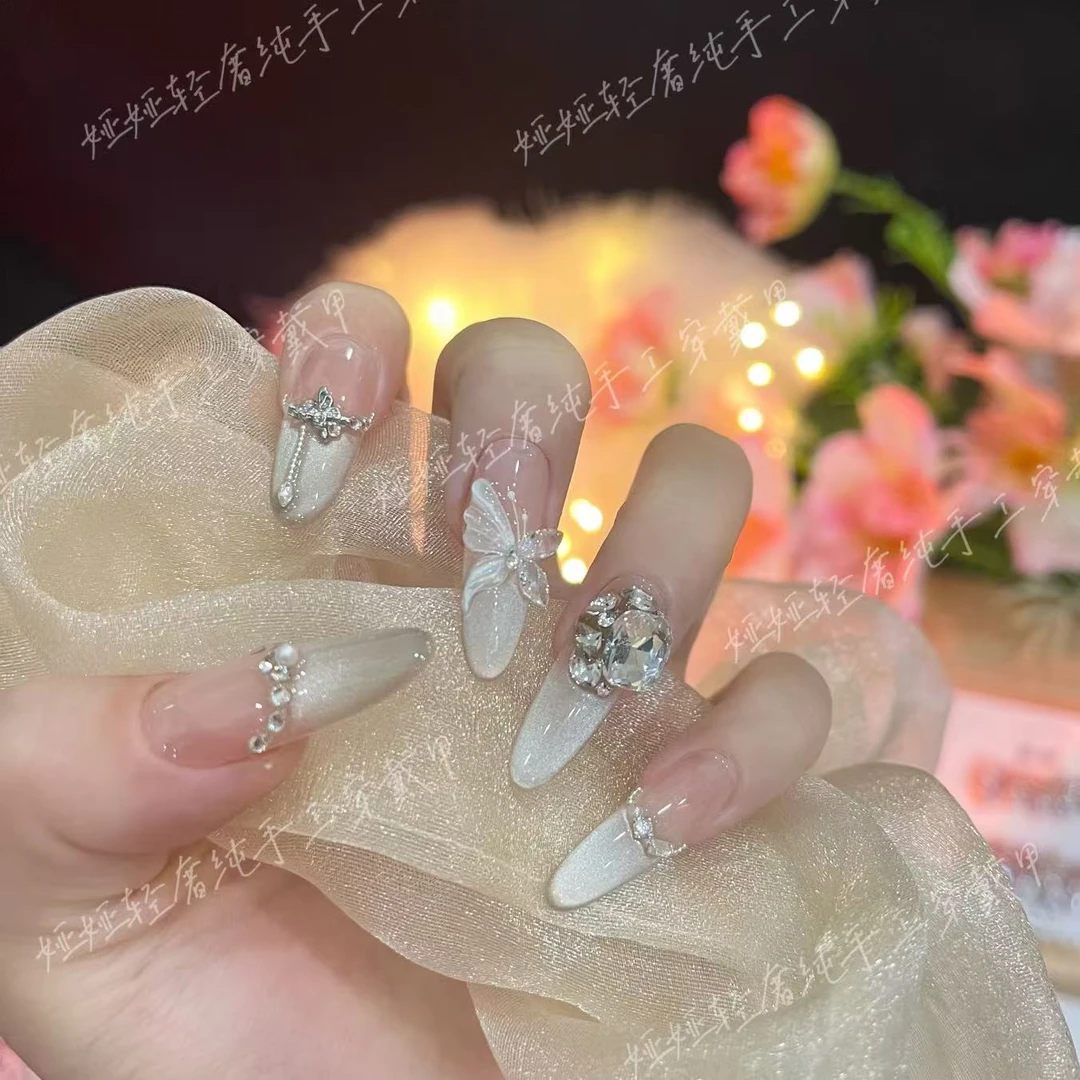 【灵蝶】纯手工穿戴甲爆款气质显白轻奢美甲成品可拆卸假指甲十片装
