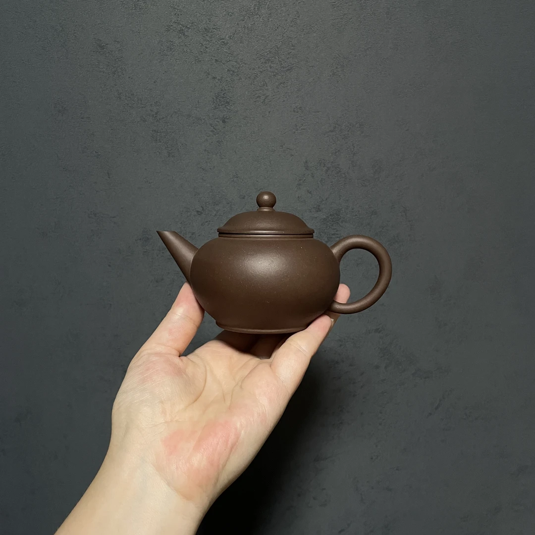 宜兴正宗原矿一厂老紫泥纯全手工制水平茶壶喝泡茶器具圆壶
