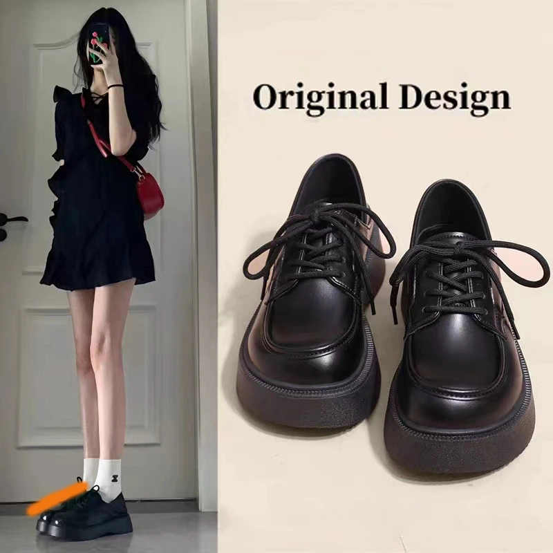 jk鞋鞋女2024年新款百搭春秋季厚底乐福鞋英伦风复古软皮单鞋