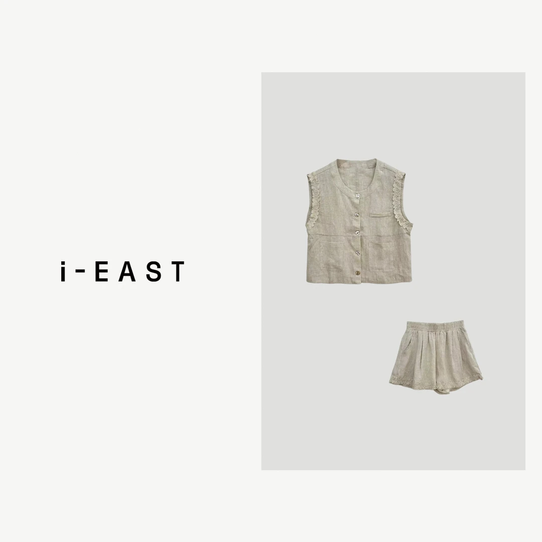 i-EAST 夏日赫尔曼~夏季钩花设计感无袖套装-4X TZ7733