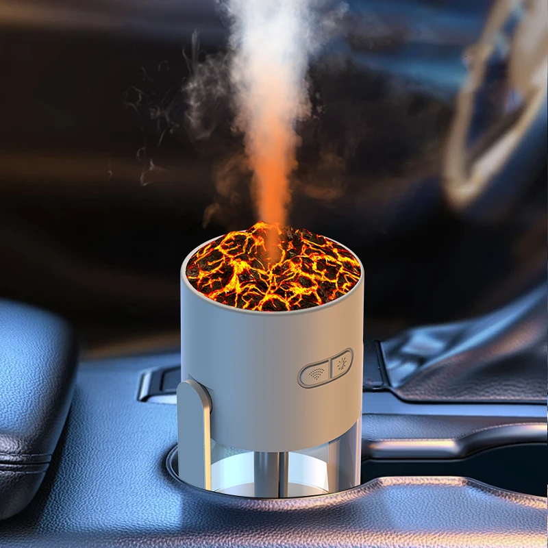 创意支架火山加湿器七彩灯车载家用加湿器