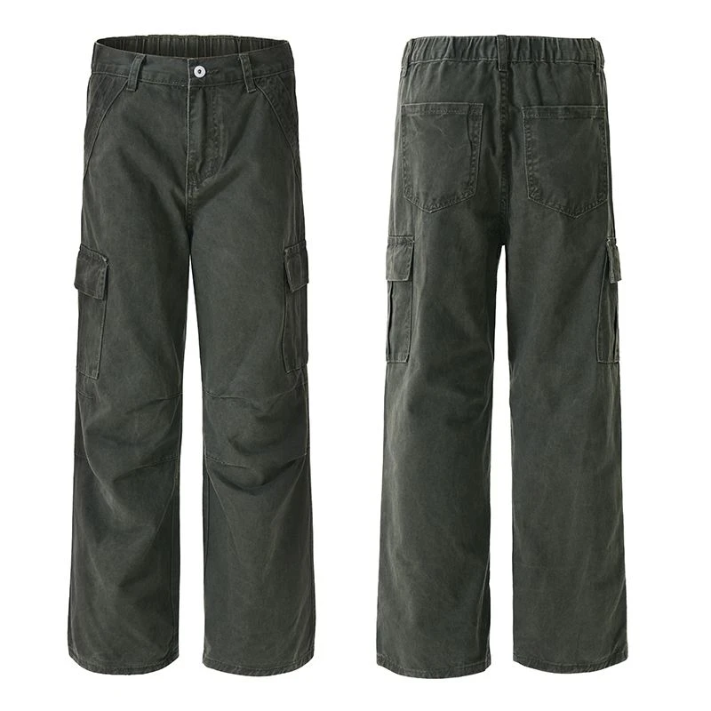 春夏新款美式复古潮牌工装裤男生潮流高级感阔腿休闲宽松直筒裤子