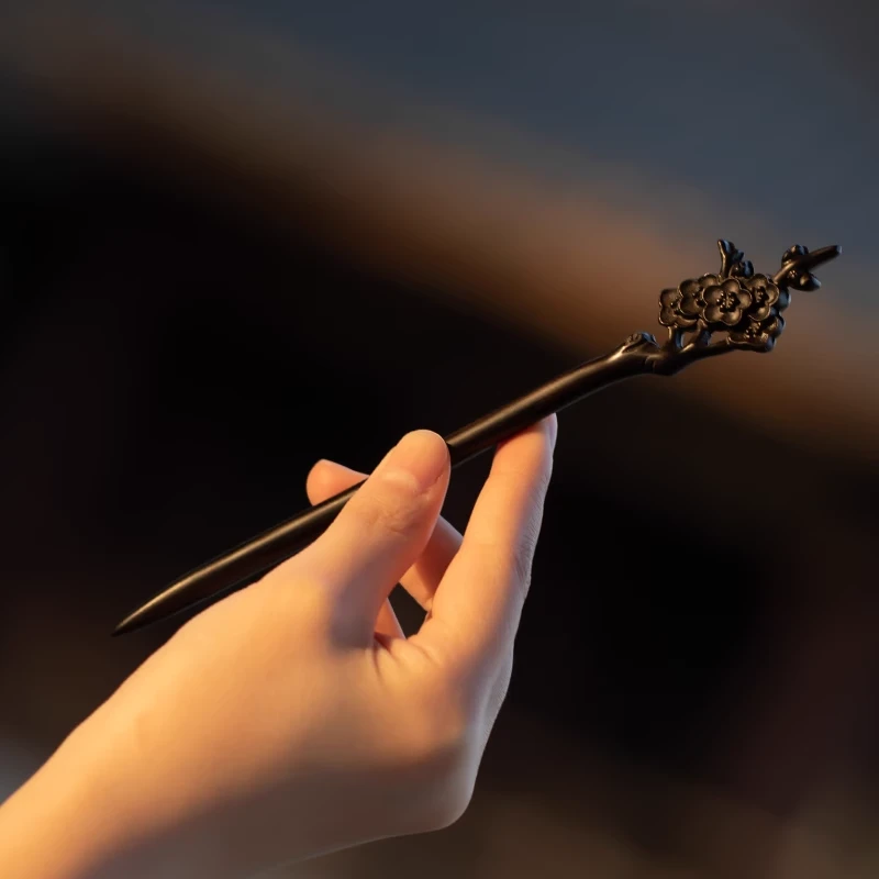 黑檀手工木发簪女古风日常盘发木质簪子高级感国风新中式盘发百搭