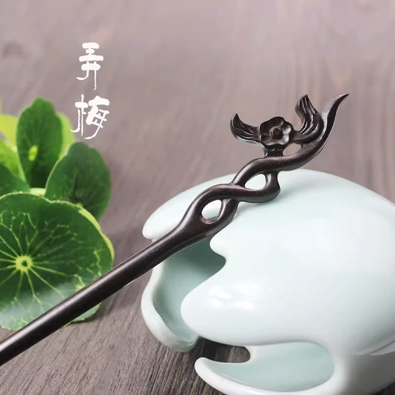 气质新中式黑檀木发簪女高级感古风流苏簪子秋冬盘发汉服旗袍头饰
