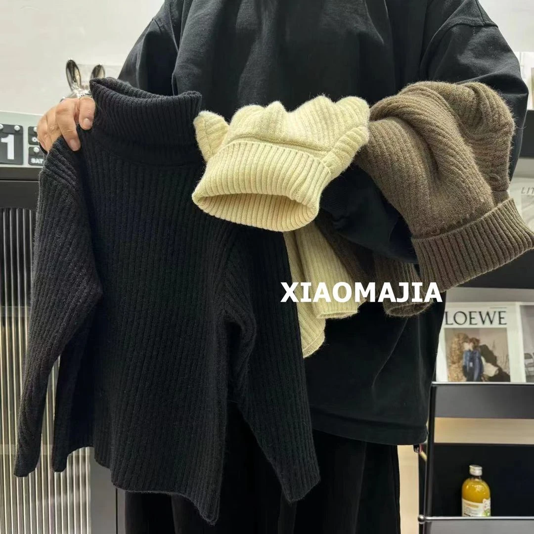 儿童毛衣春秋男女童高领套头一体绒打底衫宝宝洋气针织衫韩国童装