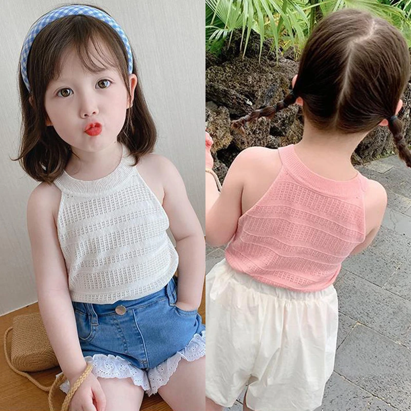 2026夏装新款女童纯色无袖吊带宝宝洋气上衣儿童圆领背心薄款外穿