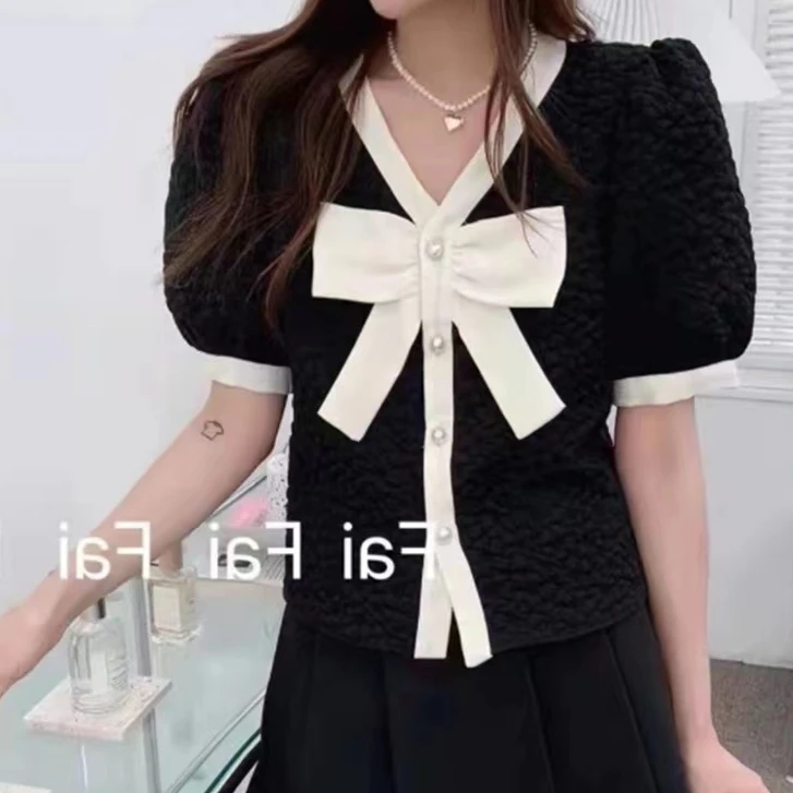 NN123-时尚小衫显瘦气质百搭法式减龄设计感重工小众