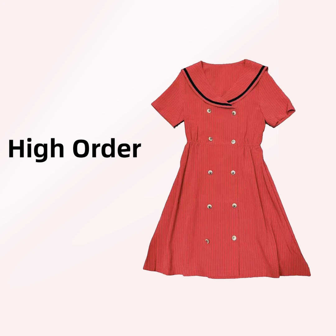 【OE家】NN447-时尚女装连衣裙显瘦气质洋气百搭红色甜美设计师