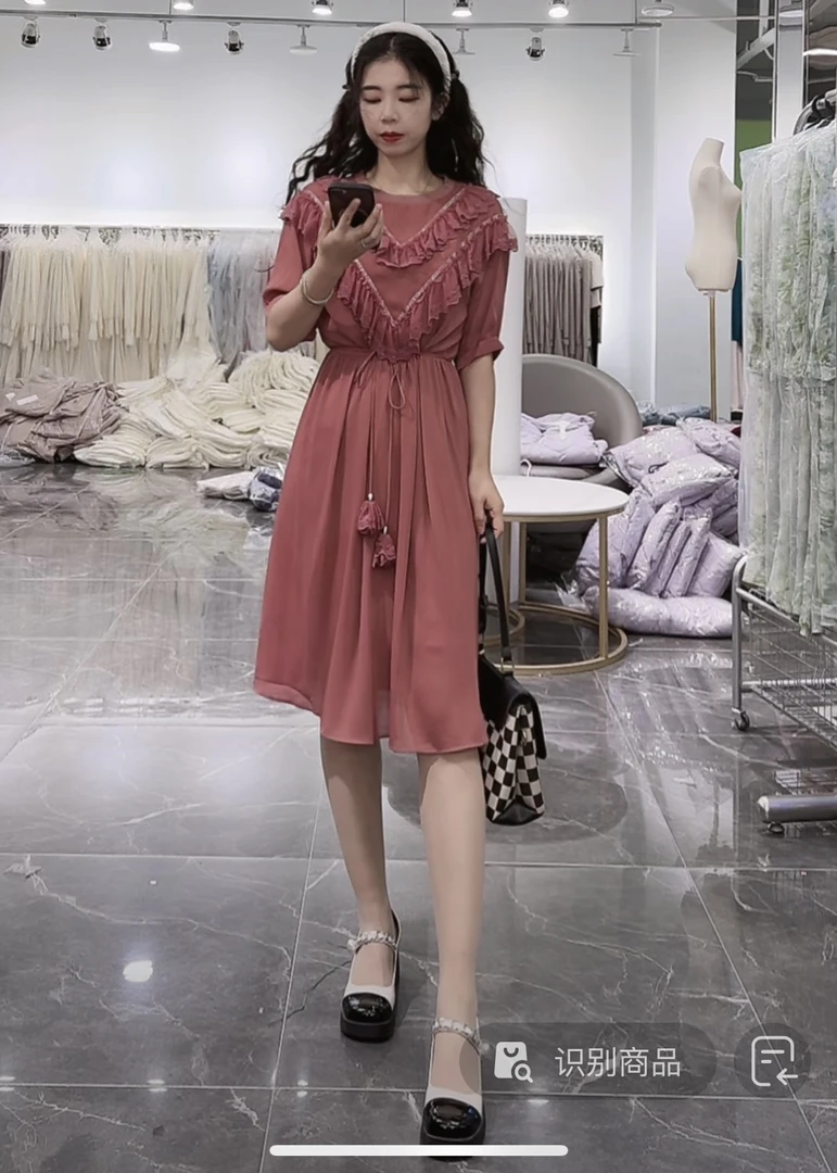 【OE家】NN992-时尚女装套装连衣裙显瘦气质法式收腰系带