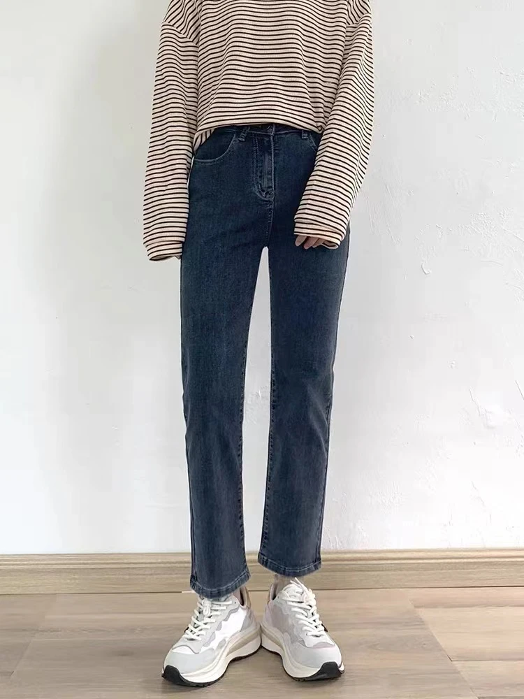 NN3059-时尚牛仔裤春秋高腰休闲百搭阔腿宽松韩版秋季