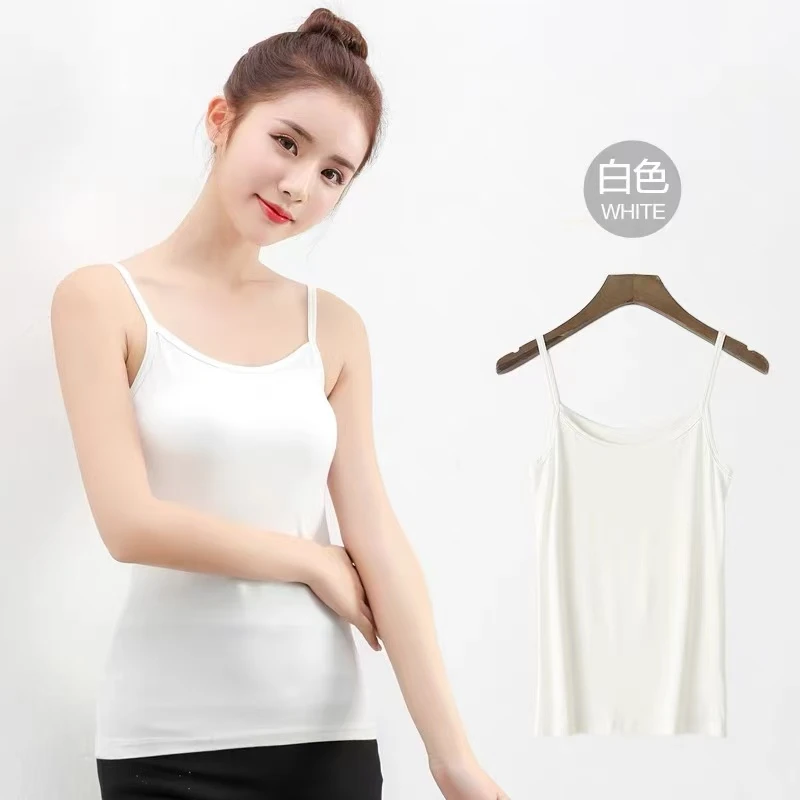 【ONE】NN864-时尚吊带背心白色短款百搭夏季无痕修身显瘦设计感
