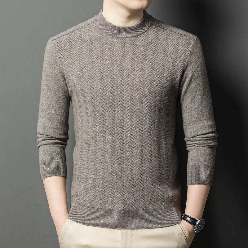 2024秋冬季新款高品质羊毛衫100%绵羊毛男士羊毛衣加厚保
