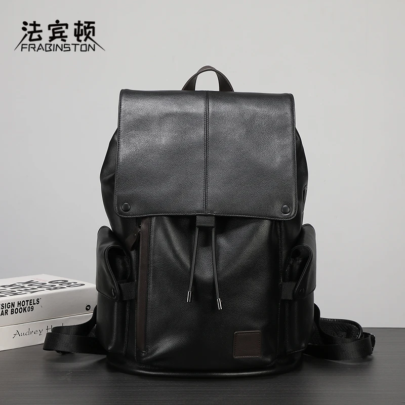 法宾顿男士双肩包真皮背包大容量电脑包休闲大学生 通勤旅行包潮