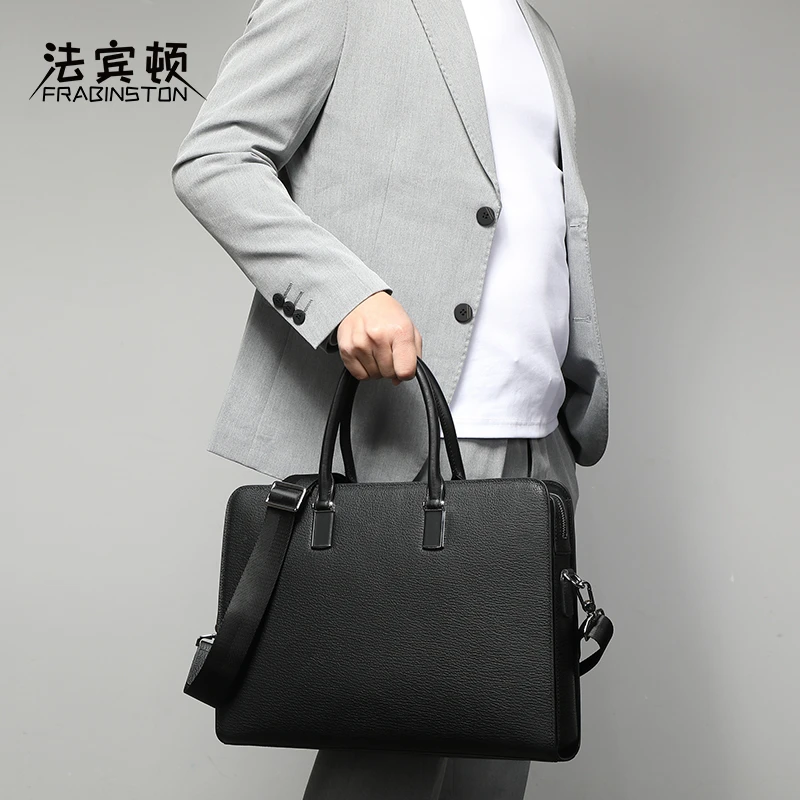 法宾顿男士公文包轻奢高档商务包休闲真皮男士包包简约百搭电脑包