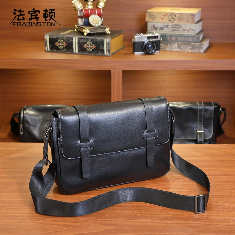 法宾顿男士单肩包真皮斜挎包商务休闲包轻奢百搭小背包简约邮差包