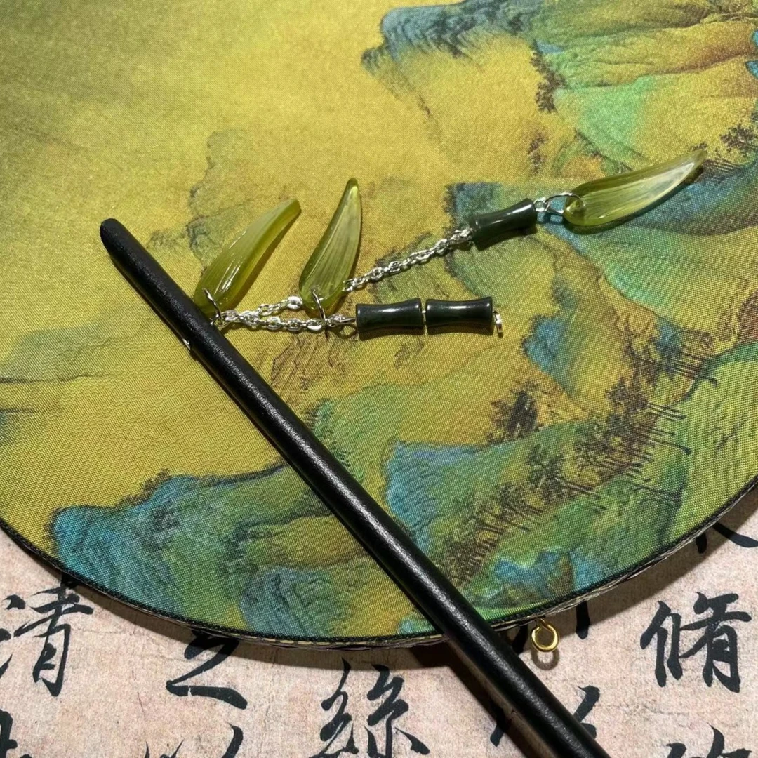 恬奇家  竹叶木簪高定木质竹叶流苏日常简约百搭发簪