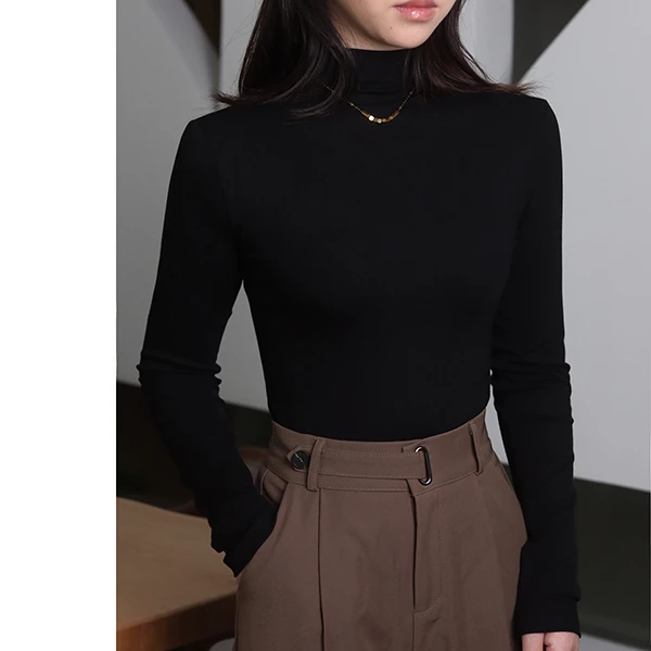 半高领打底衫女2025新款修身内搭长袖短袖t恤夏秋冬纯色内搭上衣