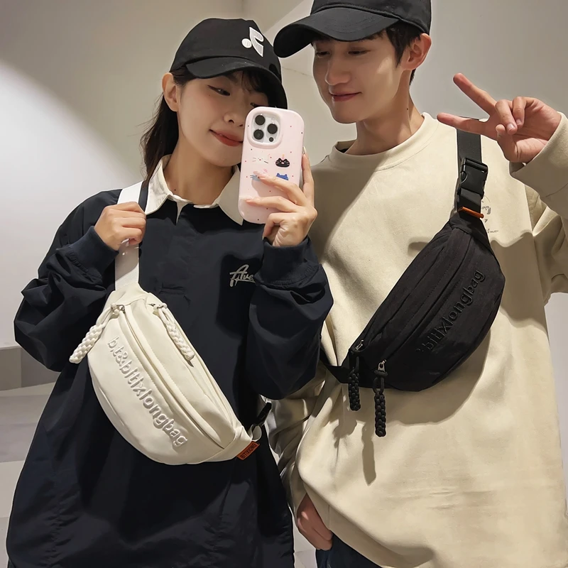 2024夏季新款个性韩系单肩斜挎包小众亮星设计胸包百搭运动腰包