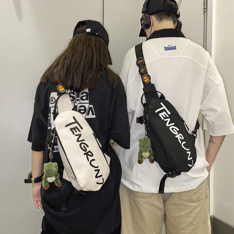 胸包男士潮流潮牌运动学生单肩包百搭男生腰包斜跨小包女斜挎包男