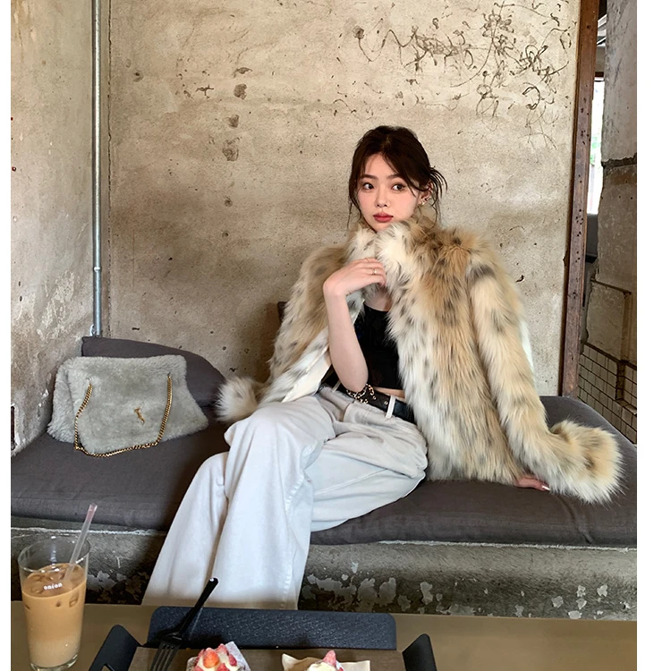 名门卡奴『山猫纹2.0』环保仿毛冬季外套女新款秋冬外套