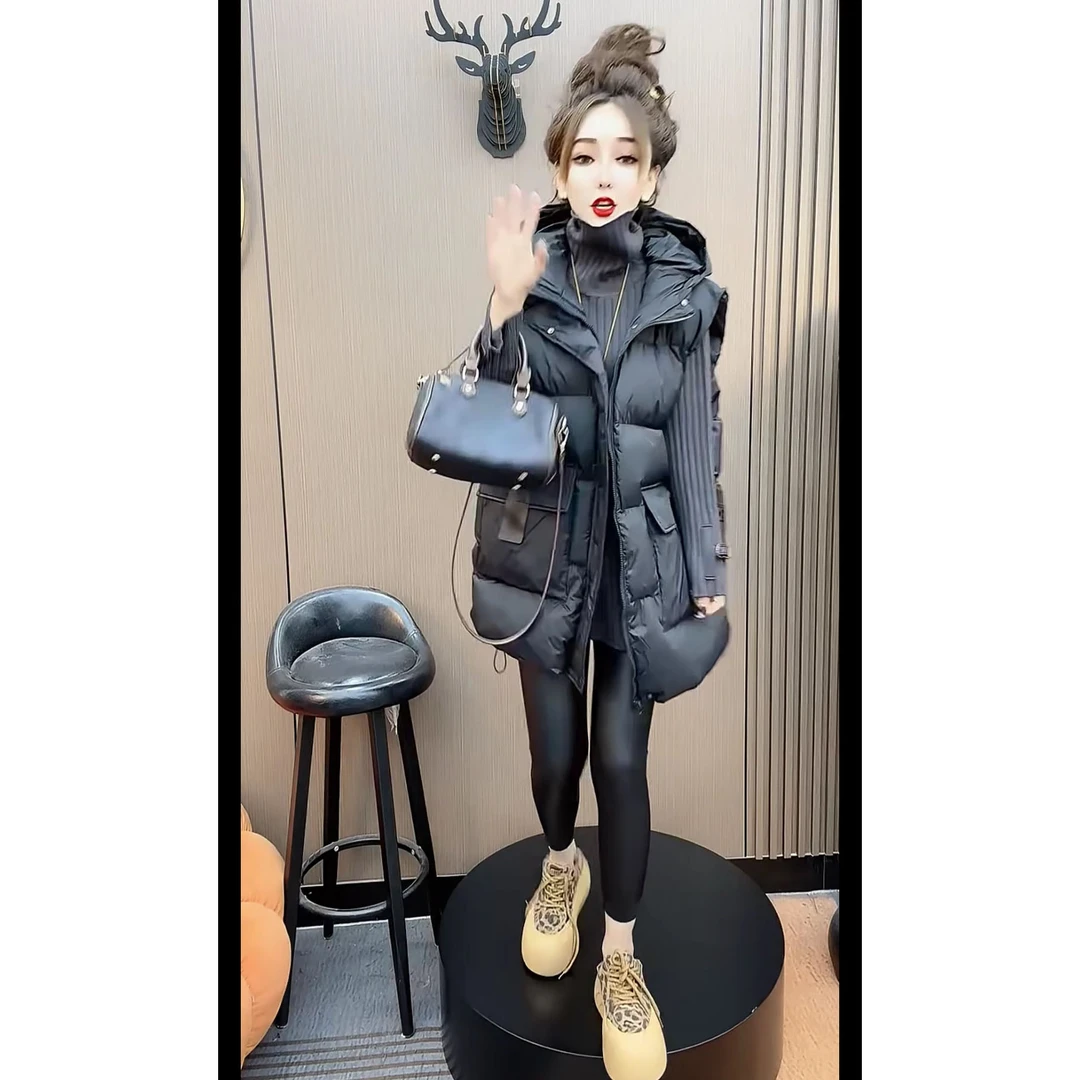 大兜连帽棉马甲宽松百搭时尚潮流慵懒风休闲显瘦马甲