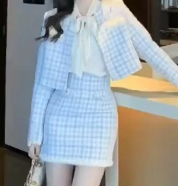 欧街-格子小香套装10303