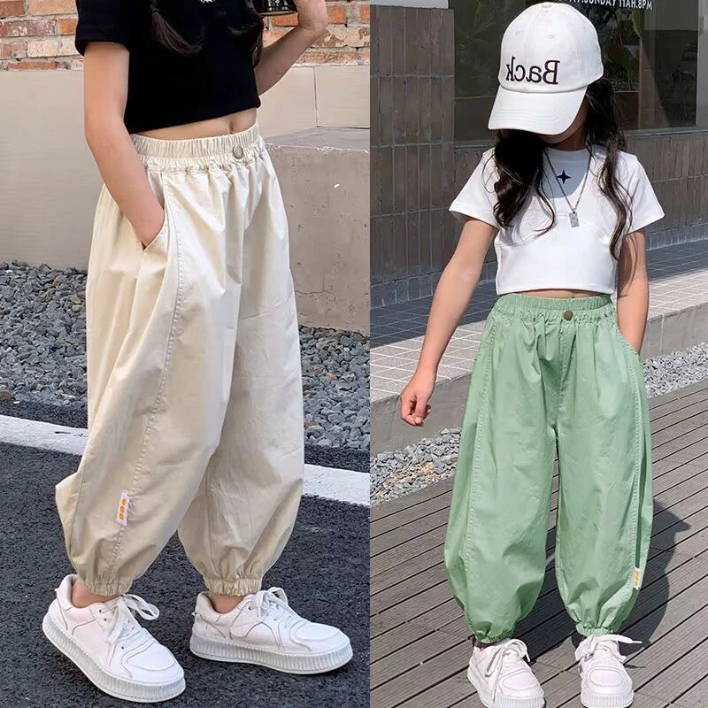 儿童裤子女童中大童夏季纯棉九分裤薄款休闲裤男童宽松韩版童装