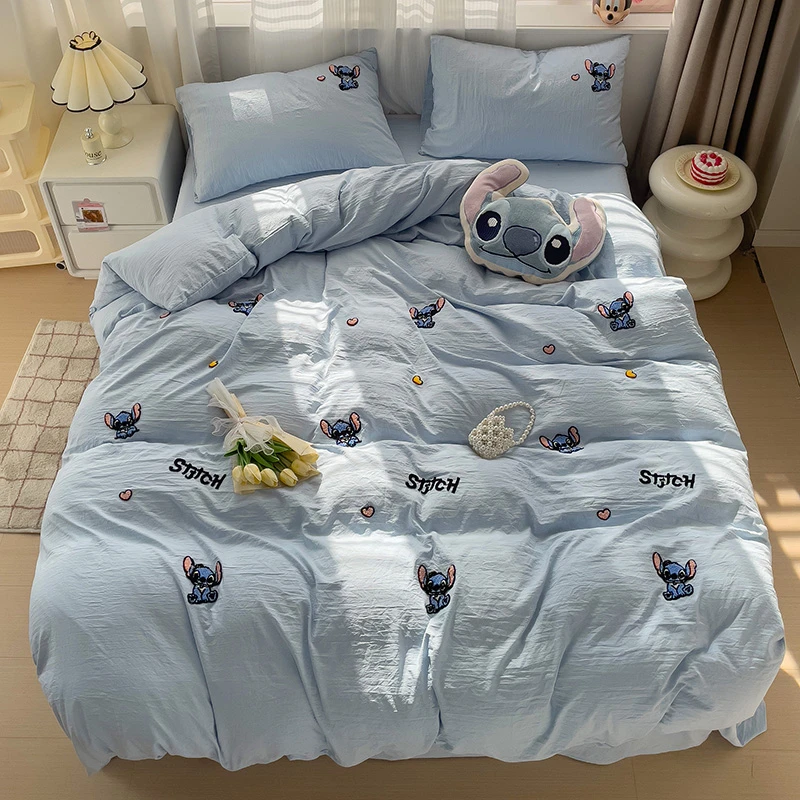 迪士尼新款A类水洗棉毛巾绣四件套大学生宿舍三件套家纺床上用品