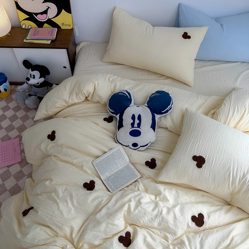 超柔软可爱毛巾绣女生针织棉四件套宿舍三件套小清新被套双面加厚