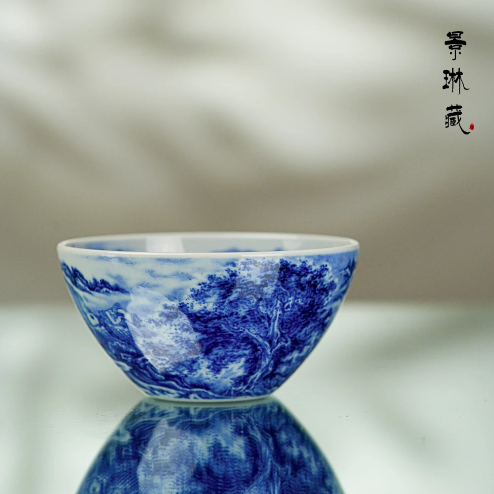 景琳藏古镇清韵大单杯    景德镇釉下彩 全手工 中式青花手绘茶具