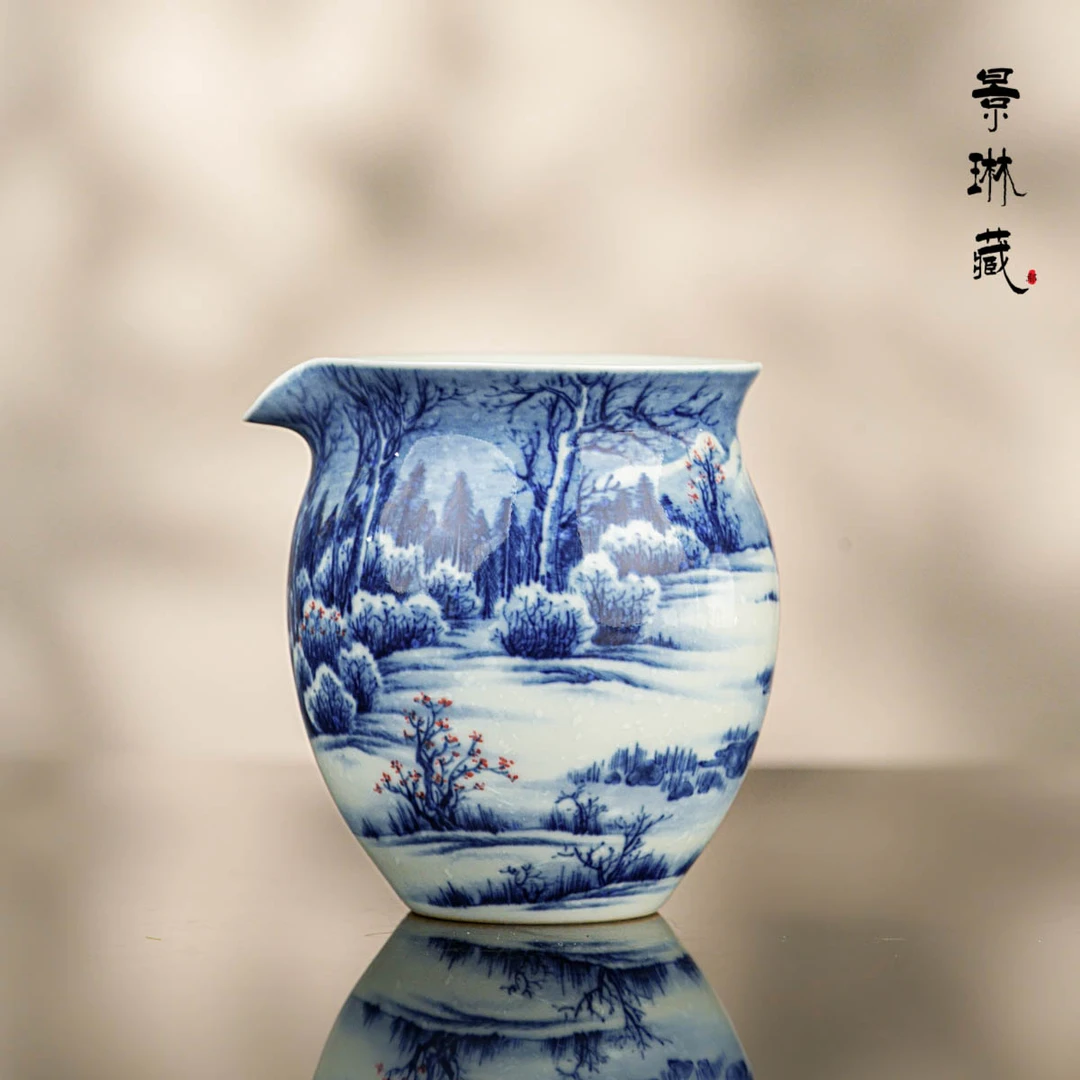 景琳藏雪中漫步公道杯200cc    景德镇陶瓷 茶海分茶器功夫茶具