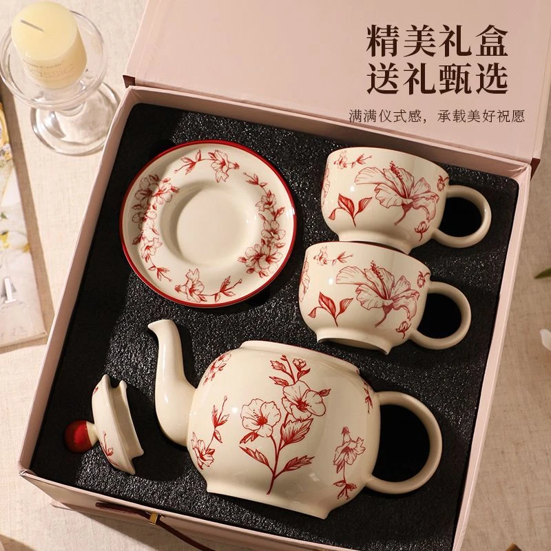 舍里喝水壶茶杯杯具茶壶套装高颜值乔迁新居礼品杯子水具套装家用
