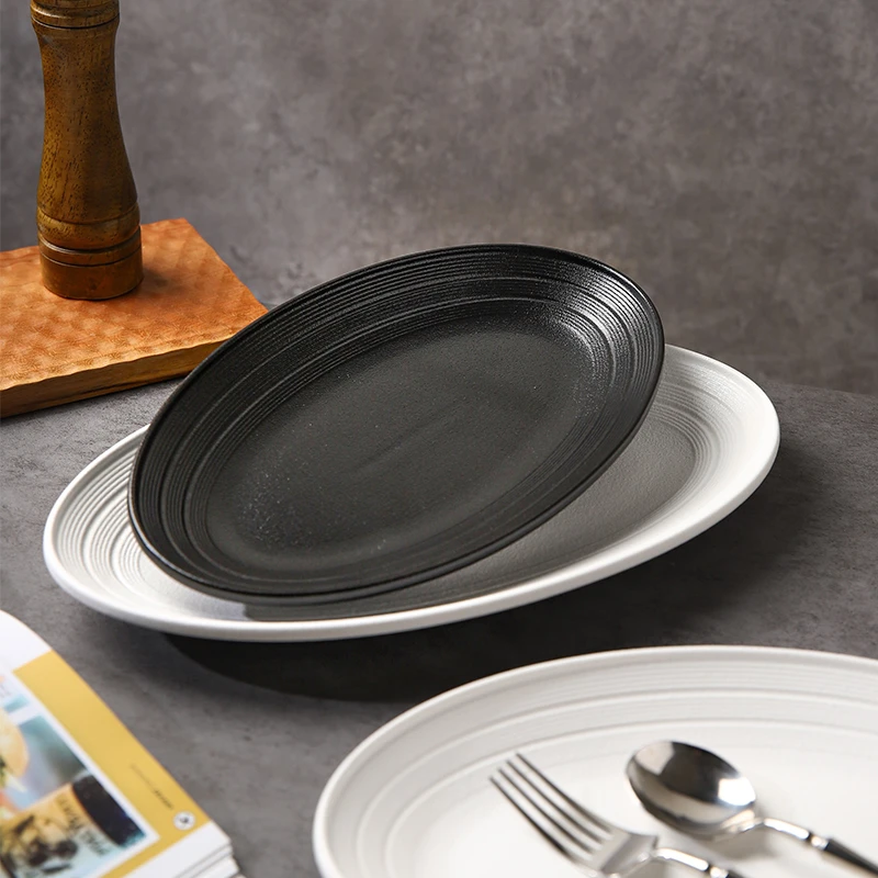 舍里素雅系列陶瓷餐具-鱼盘黑色