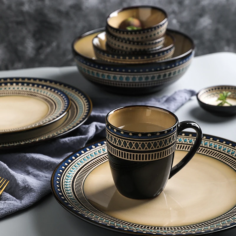 摩洛哥窑变釉马克杯400ML个性水杯家用复古早餐杯高级感咖啡杯子