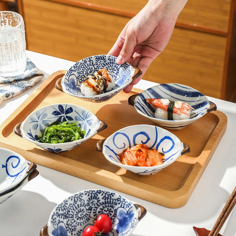 舍里蘸料碟饺子酱油碟手绘餐具骨碟吐骨头调味碟新款蘸料菜碟